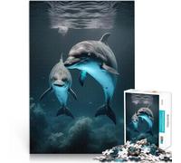 Rompecabezas para Adultos 1000 Piezas Delfines Nadando Ayuda al Cerebro a ejercitar Juguetes adictivos para Cultivar la Paciencia. Mejorar la Memoria 75x50cm