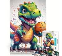Rompecabezas para Adultos,1000 Piezas,Dinosaurio bebé,Baloncesto,Corte, Juguete Divertido para ejercitar la Mente,Juego Tranquilo,Divertido Regalo de cumpleaños (38x26cm)