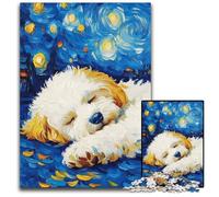 Rompecabezas para Adultos, 1000 Piezas, diseño de bichón frisé, Cielo Nocturno, Juego de desafío Mental para Adolescentes y Familia, 50x75cm/19,68x29,52 Pulgadas