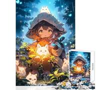 Rompecabezas para Adultos 1000 Piezas diseño de Chica de Anime con Criaturas en el Bosque Juguete Educativo Regalo de cumpleaños Juegos Divertidos fomenta el Amor Entre Parejas tamaño 38x52cm