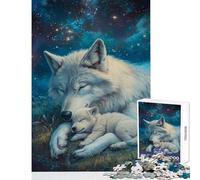 Rompecabezas para Adultos 1000 Piezas diseño de corazón de Lobo en el mar de Estrellas Juguete para decoración de Pared Regalo Divertido Juego Educativo Adecuado para decoración de Escritorio 50x75cm