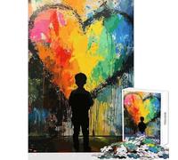 Rompecabezas para adultos 1000 piezas diseño de corazón grafiti arte callejero juguete para decoración de pared regalo para mujeres y hombres juego práctico que mejora el amor en pareja tamaño 38x52cm