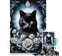 Rompecabezas para Adultos,1000 Piezas,diseño de Gato gótico y Rockabilly,Juego de Ajuste, Rompecabezas para ejercitar la Mente,Regalo Divertido y Relajante, (38x52cm)