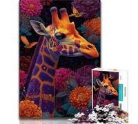 Rompecabezas para Adultos 1000 Piezas diseño de Jirafa y Flores Ideal para Adolescentes Ideal como Juego desafiante decoración de Pared cumpleaños y Navidad 75x50cm