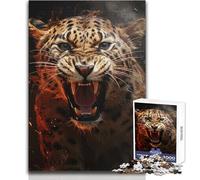 Rompecabezas para Adultos, 1000 Piezas, diseño de Leopardo Enojado, Juego de decoración, Juguetes antiestrés, tamaño 38x26cm