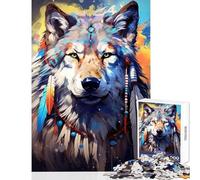 Rompecabezas para Adultos 1000 Piezas diseño de Lobo Espiritual Bohemio decoración de Pared Regalo para Mujeres y Hombres Juego práctico Que Mejora el Amor en Pareja tamaño 50x75cm