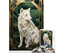 Rompecabezas para Adultos 1000 Piezas diseño de Lobo Mosaico Arte Kentsugi decoración del hogar Juguetes Regalos para Mujeres y Hombres Juego práctico para cumpleaños y Navidad tamaño 38x26cm