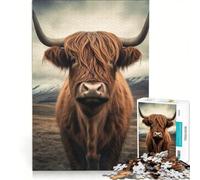 Rompecabezas para Adultos 1000 Piezas diseño de Vaca de Las Tierras Altas Juegos Familiares interacción Entre Padres e Hijos Regalos de Juegos desafiantes 50x75cm