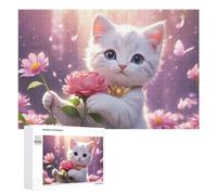 Rompecabezas para adultos, 1000 piezas, diseño floral, fantasía, gatito, adolescentes, rompecabezas para decoración del hogar, cumpleaños único y regalos, 1000 piezas