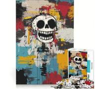 Rompecabezas para Adultos 1000 Piezas diseño Original de Calavera Feliz con Arte Graffiti Juegos Divertidos Entrena tu Cerebro y Tus Manos fortalece el Amor Entre Parejas 38x52cm