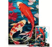 Rompecabezas para Adultos, 1000 Piezas, diseño Tradicional japonés de Peces koi, Juego de Ajuste, desafío Mental, Regalo Divertido y Relajante, (38x26cm)
