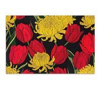 Rompecabezas para adultos, 1000 piezas, divertidos tulipanes rojos, crisantemos amarillos, rompecabezas de arte animal negro, divertido juguete para adultos, regalos familiares de elefantes blancos