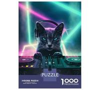 Rompecabezas para Adultos 1000 Piezas DJ Good Vibes Cat Rompecabezas Juguete Decoración De Pared Vacaciones En Casa Matar El Tiempo Juego Desafiante Regalos 70x50cm/1000pcs