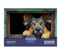 Rompecabezas para Adultos 1000 Piezas Dog Looking Through A Green Window Rompecabezas para Adultos Juegos Familiares Carrera De Velocidad Manual Cumpleaños 70x50cm/1000pcs