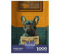 Rompecabezas para Adultos 1000 Piezas Dog Reading Newspaper in Bathroom Funny Rompecabezas para Adultos Juegos Divertidos Decoración del Hogar Actividades Divertidas En Casa 52x38cm/1000pcs