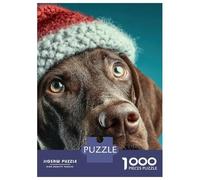 Rompecabezas para Adultos 1000 Piezas Dog with Christmas Hat Portrait Rompecabezas para Adultos Juegos Relajantes Regalos para Mujeres Juegos Desafiantes Regalos 38x26cm/1000pcs
