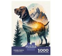 Rompecabezas para Adultos 1000 Piezas Dog with Mountain Landscape Double Exposure Rompecabezas para Adolescentes Juguete Decoración De Pared Alivio del Estrés Cumpleaños 52x38cm/1