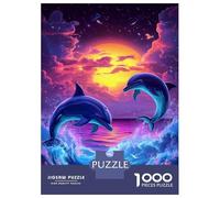 Rompecabezas para Adultos 1000 Piezas Dolphin Sunset Rompecabezas Juegos Relajantes Corte De Precisión Cumpleaños Y Navidad 52x38cm/1000pcs