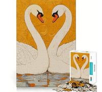 Rompecabezas para Adultos 1000 Piezas Dos cisnes Blancos Juego de Ajuste Acertijo Regalo para ejercitar la Mente Tiempo de diversión Tranquilo Arte (50x75cm)