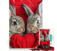 Rompecabezas para Adultos 1000 Piezas Dos conejitos Juego de Ajuste Acertijo Regalo de ingenio Tiempo de diversión Tranquilo Regalo de Arte navideño (50x75cm)