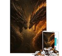 Rompecabezas para Adultos 1000 Piezas Dos Dragones se enfrentan Rompecabezas para Adultos Juguetes antiestrés Una Obra de Arte Regalos para Amigos y Familiares (Tamaño 38x52cm)