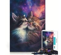 Rompecabezas para Adultos 1000 Piezas Dos Gatos Enamorados Juego de Ajuste Acertijo Regalo de ingenio Tiempo de diversión Tranquilo Regalo de Arte navideño (38x26cm)