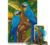 Rompecabezas para Adultos 1000 Piezas Dos guacamayos en una Rama Juego de Ajuste Acertijo Regalo de ingenio Tiempo de diversión Tranquilo Regalo de Arte navideño (38x52cm)