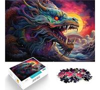 Rompecabezas para adultos, 1000 piezas, dragón chino galopando en el mar, difícil y desafío, regalo de cumpleaños, 14.95 x 20.47 pulgadas, regalos