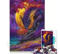 Rompecabezas para Adultos 1000 Piezas Dragón Morado Junto al mar Juguetes antiestrés Corte de precisión Toda la Familia 38x52cm