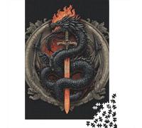 Rompecabezas para Adultos 1000 Piezas Dragon Sword Crest Emblem Rompecabezas para Adultos Juegos De Relajación Carrera De Velocidad De Manos Juego Desafiante Regalos 70x50cm/1000pcs