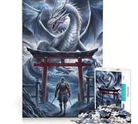 Rompecabezas para Adultos, 1000 Piezas, Dragón y Soldado Torii, Juego Familiar, decoración del hogar, con Piezas de Formas aleatorias Que encajan Perfectamente 38x26cm