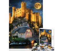 Rompecabezas para Adultos: 1000 Piezas: El Castillo Iluminado por la Luna la Danza de Las Luciérnagas y el Río Sereno Decoración del hogar Juguetes Regalos de cumpleaños Juegos educativos Entrena