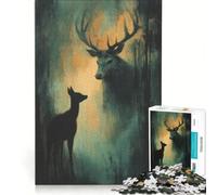 Rompecabezas para Adultos 1000 Piezas El Llamado del Ciervo decoración de Pared de Juguete decoración artística para el hogar con Piezas de Formas aleatorias Que encajan Perfectamente 38x26cm