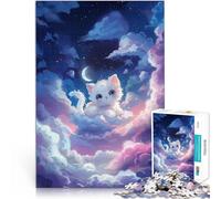 Rompecabezas para Adultos 1000 Piezas El Mundo de los sueños de White Kitten Montaje de Patrones Grandes Regalos y Juguetes 75x50cm