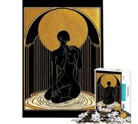 Rompecabezas para Adultos 1000 Piezas El Peso del Oro Figura Dorada Rompecabezas Art Déco Juguete Educativo Mejora la Memoria Regalo de cumpleaños obsequios (38x26cm)