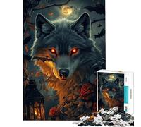 Rompecabezas para Adultos 1000 Piezas El Resplandor del Lobo a la luz de la Luna Rompecabezas para Adultos Mejora la Memoria Ayuda a ejercitar el Cerebro 38x26cm