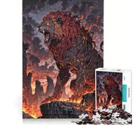 Rompecabezas para Adultos: 1000 Piezas El Rey León rugiendo sobre ruinas de Piedra Juegos Familiares, interacción Entre Padres e Hijos Regalos de Juegos desafiantes 38x52cm