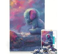Rompecabezas para Adultos 1000 Piezas Elefante bebé Solitario Juegos Familiares Interacción Entre Padres e Hijos Regalos con Juegos desafiantes 50x75cm