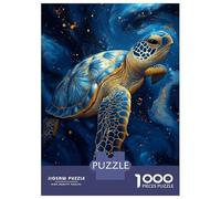 Rompecabezas para Adultos 1000 Piezas Elegant Blue and Gold Sea Turtle Rompecabezas Juegos para Relajarse Vacaciones En Casa Matar El Tiempo Actividades Divertidas En Casa 38x26cm/1000pcs