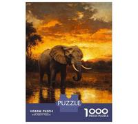 Rompecabezas para Adultos 1000 Piezas Elephant at Sunset Rompecabezas Juegos para Relajarse Vacaciones En Casa Matar El Tiempo Actividades Divertidas En Casa 70x50cm/1000pcs
