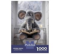 Rompecabezas para Adultos 1000 Piezas Elephant Reading on Toilet Rompecabezas Juegos para Relajarse Vacaciones En Casa Matar El Tiempo Actividades Divertidas En Casa 52x38cm/1000pcs