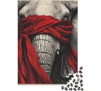 Rompecabezas para Adultos 1000 Piezas Elephant Wrapped in Red Scarf Rompecabezas para Adultos Juegos Relajantes Que Mejoran La Memoria Regalos Y Cumpleaños Únicos 70x50cm/1000pcs