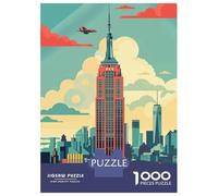 Rompecabezas para Adultos 1000 Piezas Empire State Building Skyline Rompecabezas para Adultos Juego Práctico Mejora La Memoria Actividades Divertidas En Casa 70x50cm/1000pcs