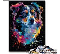 Rompecabezas para Adultos, 1000 Piezas en Miniatura de Perro Pastor Americano de Madera, Entretenimiento Relajante, Navidad y decoración del hogar, 1000 Piezas(50x75cm)