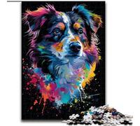 Rompecabezas para Adultos, 1000 Piezas en Miniatura de Perro Pastor Americano, Hecho de cartón, Ideal para Fiestas o cumpleaños, Juego de Fiesta, 1000 Piezas(26x38cm)