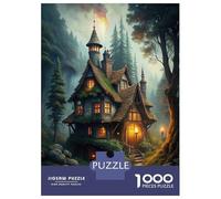 Rompecabezas para Adultos 1000 Piezas Enchanted Cottage in Misty Forest Rompecabezas para Adolescentes Juegos Relajantes Una Obra De Arte Cumpleaños Y Navidad 52x38cm/1000pcs