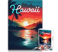 Rompecabezas para Adultos 1000 Piezas Escena del Atardecer en Hawái Juegos educativos Vacaciones en casa Matar el Tiempo Regalos de cumpleaños Tamaño 38x52cm