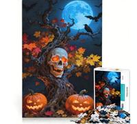 Rompecabezas para Adultos, 1000 Piezas, Escena Nocturna de Halloween con Calaveras y Calabazas, Juguetes antiestrés, Corte de precisión, Toda la Familia 50x75cm