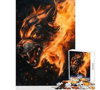 Rompecabezas para Adultos 1000 Piezas espíritu de Lobo ardiente decoración del hogar Juguetes Ideas de Regalo Juego de ingenio Mejora el Amor Entre Parejas tamaño 38x52cm