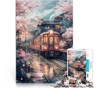 Rompecabezas para Adultos 1000 Piezas Estación de Sakura Reducción del estrés Interesante con Piezas de Formas aleatorias Que se entrelazan Completamente 75x50cm